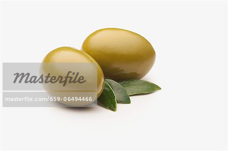 Spanish Queen Olives; White Background