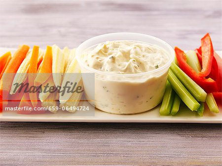 Crudités with a cheese and chive dip