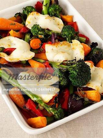 Oven-roasted vegetables with mozzarella