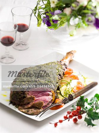 Leg of lamb with a herb crust