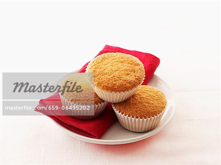 Three muffins on a plate