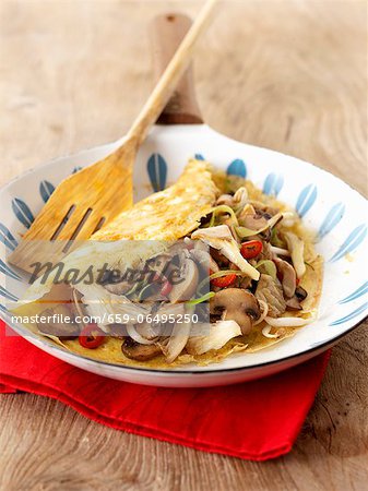 Mushrooms and pork omelette (Thailand)