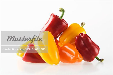 Red, yellow and orange peppers