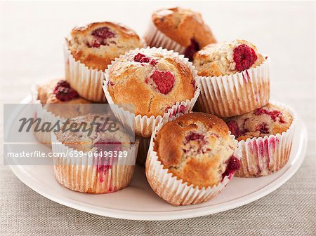 A stack of raspberry muffins