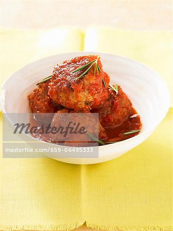 Meatballs in tomato sauce with rosemary