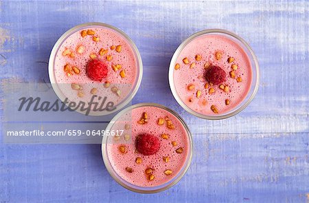 Raspberry panna cotta with peanut sprinkles