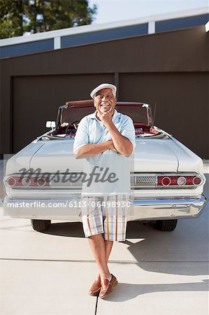 Smiling older man with convertible