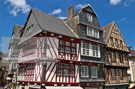 Medieval half timbered houses, old town, Morlaix, Finistere, Brittany, France, Europe