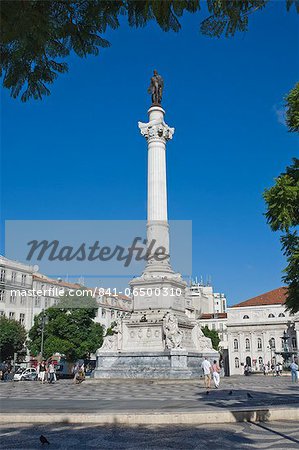 The Dom Pedro IV Monument, Rossio Square, Lisbon, Portugal, Europe