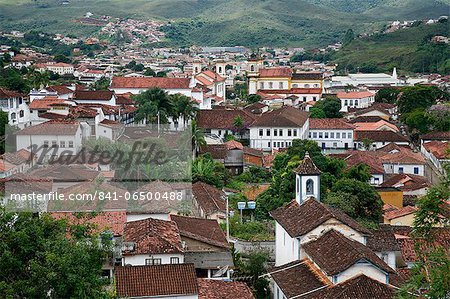 View over Mariana from the from the bell tower of Basilica de Sao Pedro dos Clerigos, Mariana, Minas Gerais, Brazil, South America