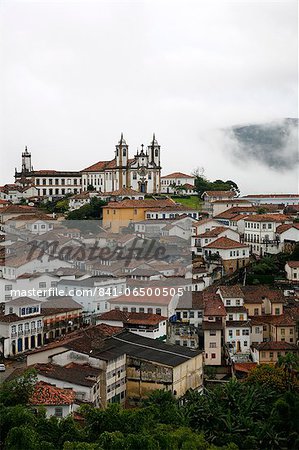 A view over the town of Ouro Preto from near the church of Sao Francisco de Paula, Ouro Preto, UNESCO World Heritage Site, Minas Gerais, Brazil, South America