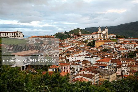 A view over the town of Ouro Preto from near the church of Sao Francisco de Paula, Ouro Preto, UNESCO World Heritage Site, Minas Gerais, Brazil, South America