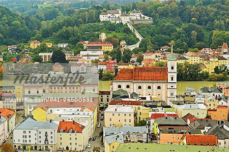 View of Passau with River Inn, Bavaria, Germany, Europe