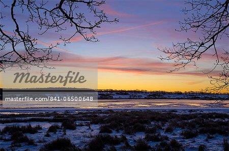 Fleet Bay in winter snow, Solway Firth, Dumfries and Galloway, Scotland, United Kingdom, Europe