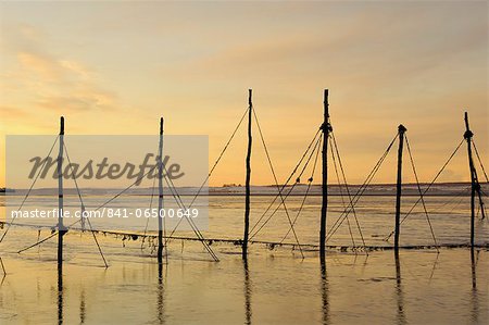 Salmon fishing nets, Solway Firth, near Creetown, Dumfries and Galloway, Scotland, United Kingdom, Europe