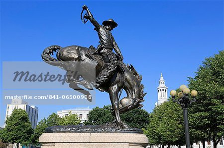 Broncho Buster sculpture in the Civic Center Cultural Complex, Denver, Colorado, United States of America, North America