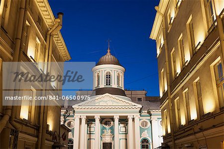 The Armenian Church of St. Catherine at night, St. Petersburg, Russia, Europe