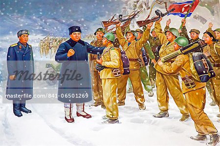 Wall mural of Kim Il Sung, Victorious Fatherland Liberation War Museum, Pyongyang, Democratic People's Republic of Korea (DPRK), North Korea, Asia