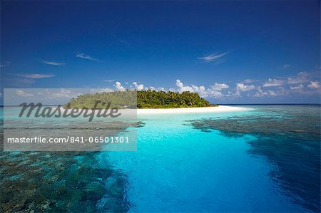 Tropical island and lagoon, Maldives, Indian Ocean, Asia