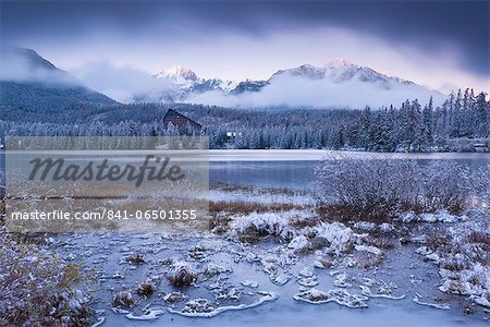 Winter snow and ice at Strbske Pleso in the High Tatras in winter, Slovakia, Europe Winter snow and ice at Strbske Pleso in the High Tatras in winter, Slovakia, Europe