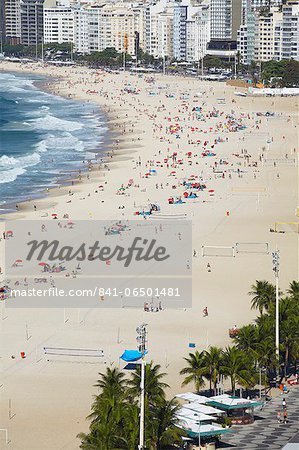 View of Copacabana beach, Copacabana, Rio de Janeiro, Brazil, South America