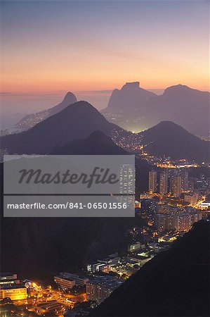 View of Rio at sunset from Sugar Loaf Mountain, Rio de Janeiro, Brazil, South America