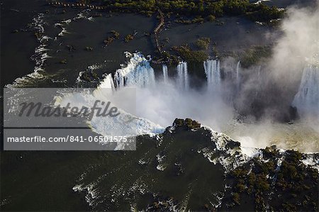 Aerial view of Iguacu Falls, Iguacu National Park, UNESCO World Heritage Site, Parana, Brazil, South America