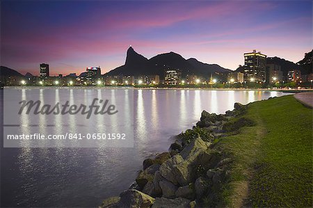 Botafogo Bay and Christ the Redeemer statue (Cristo Redentor), Rio de Janeiro, Brazil, South America