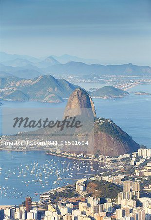 View of Sugar Loaf Mountain (Pao de Acucar) and Botafogo Bay, Rio de Janeiro, Brazil, South America