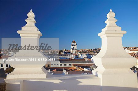 View of Sucre from rooftop of Convento de San Felipe Neri, Sucre, UNESCO World Heritage Site, Bolivia, South America