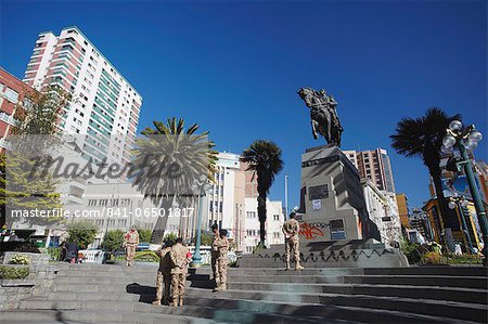 Statue of Antonio Jose de Sucre in Plaza del Estudiante, La Paz, Bolivia, South America