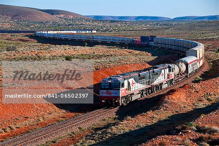 Train travelling through the Outback of South Australia, Australia, Pacific