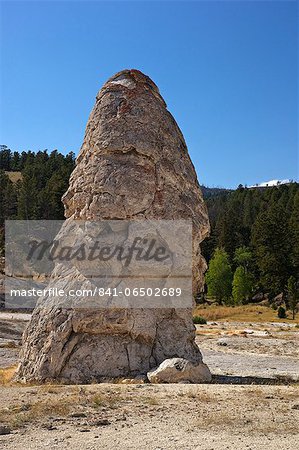 Liberty Cap, a dormant hot spring cone, Mammoth Hot Springs, Yellowstone National Park, UNESCO World Heritage Site, Wyoming, United States of America, North America