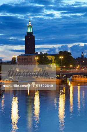 The City Hall at night, Kungsholmen, Stockholm, Sweden, Scandinavia, Europe