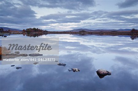 Loch Ba on Rannoch Moor at dusk, a Site of Special Scientific Interest, Perth and Kinross, Highlands, Scotland, United Kingdom, Europe