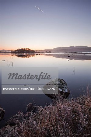 Loch Ba on a frosty morning at Rannoch Moor, a Site of Special Scientific Interest, Perth and Kinross, Highlands, Scotland, United Kingdom, Europe