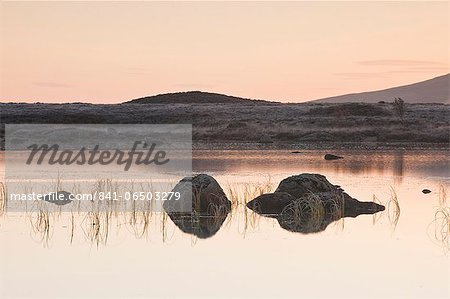 Loch Ba on a frosty morning at Rannoch Moor, a Site of Special Scientific Interest, Perth and Kinross, Highlands, Scotland, United Kingdom, Europe