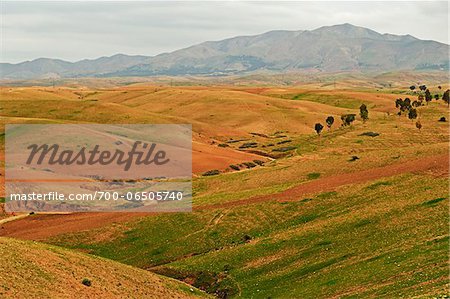 Overview of Valley Scenery near Ait Khaled (traditional Berber country), High Atlas, Morocco, Africa