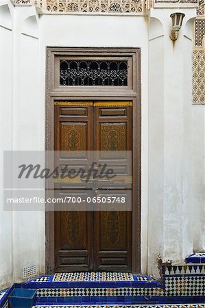 Decorative Wooden Door, Bahia Palace, Medina, Marrakesh, Morocco, Africa