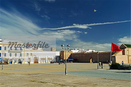 Place Moulay Hassan with Blue Sky, Essaouira, Atlantic Coast, Morocco, Africa