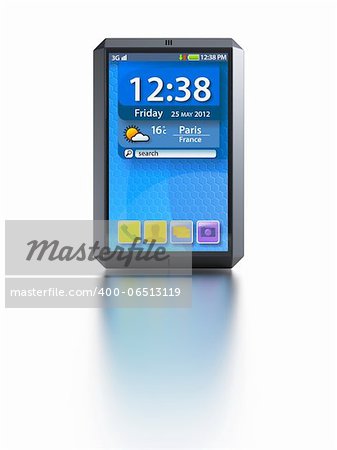 modern touchscreen smartphone, isolated 3d render