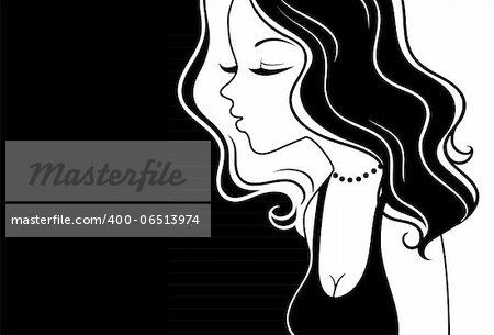 Vector illustration of Beautiful silhouette woman two colors