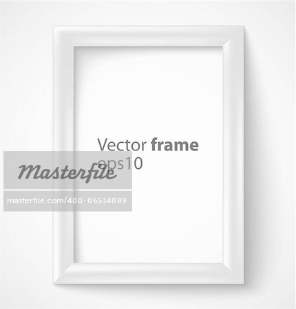 White rectangular 3d photo frame with shadow. Vector illustration