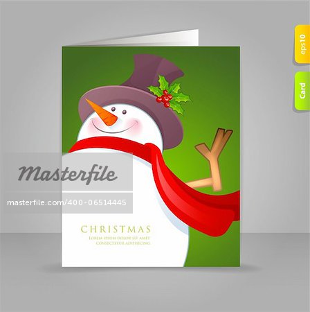 Vector illustration of Christmas Snowman with red scarf