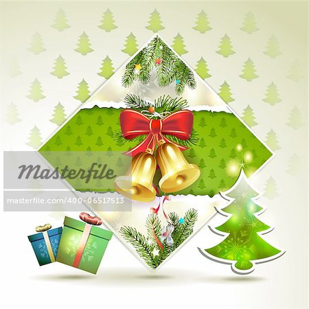 Christmas bells with pine tree