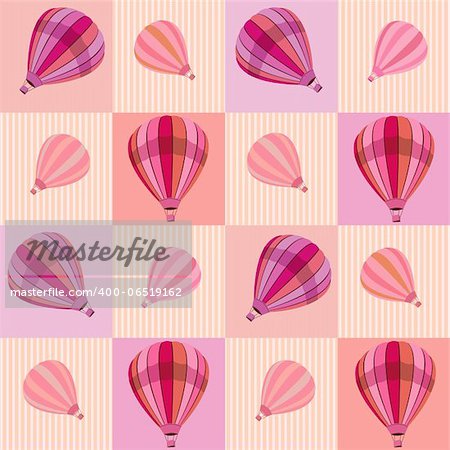 Seamless pattern with colored hot air balloons