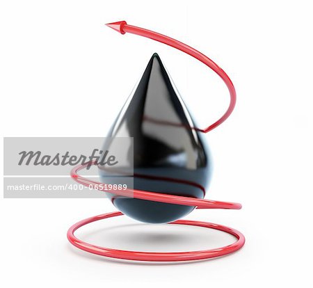 moving red arrow oil drop isolated on a white background