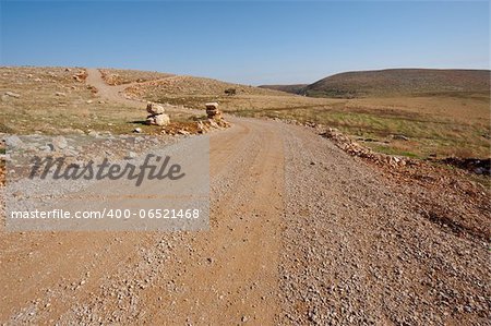 Dirt Road in the Judean Mountains on the West Bank of the Jordan River