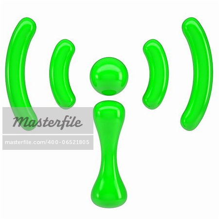 Green sign wi-fi. Isolated render on a white background