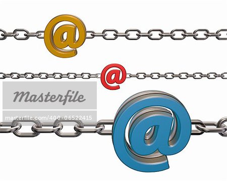 metal chain with email symbol - 3d illustration